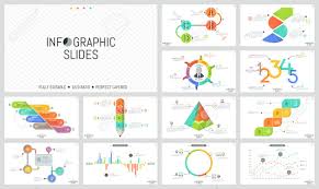 big set of minimal infographic design templates graphs workflow