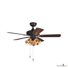 See more ideas about rustic ceiling lights, rustic, rustic ceiling. Bell Shade Cafe Ceiling Fan Stained Glass 3 Lights Rustic Semi Flushmount Light With Controller Pull Chain Beautifulhalo Com