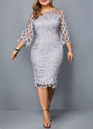 Round Neck Three Quarter Sleeve Plus Size Dress Modlily Com Usd 41 20