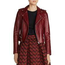 Maje Basalt Leather Biker Jacket 790 Liked On Polyvore Featuring Outerwear Jackets Burgundy Red Jacket Clothes Design Womens Biker Jacket Biker Jacket