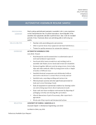 Automotive Assembler Resume And Job Description By Online Resume Builders Medium
