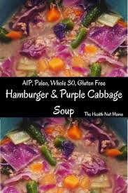 Put beef broth in pot with celery and rest of onion. Hamburger Purple Cabbage Soup Cabbage Soup Recipes Purple Cabbage Recipes Cabbage Recipes