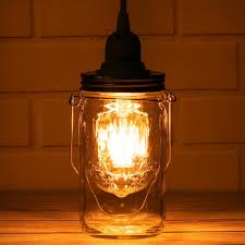 Fantado Mason Jar Pendant Light Kit Wide Mouth Clear Cord 15ft Mason Jar Lights Luna Bazaar Boho Vintage Style Decor