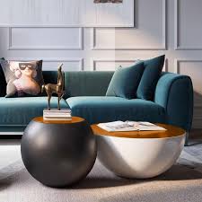 Modern Style Round Drum Coffee Table Black White With Brown Top In 2020 Round Drum Coffee Table Drum Coffee Table Coffee Table