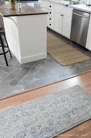 Peel And Stick Floor Tile In The Kitchen A Gorgeous Budget Friendly Diy Peel And Stick Floor Diy Kitchen Flooring Tile Floor