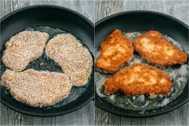 The breading is very simple, but creates a wonderfully crunch shell around. Pork Schnitzel Recipe Natashaskitchen Com