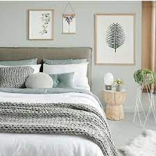 How about making diy nightstands? Bedroom Sage Green Grey Beige Natural Scheme Stylish Bedroom Design Sage Green Bedroom Bedroom Inspirations
