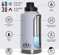 Hydrapeak 50oz Insulated Large Water Bottle - Leak Proof Stainless Steel  Water Flask, Double Wall Vacuum Insulation Keeps Drinks COLD for 24 Hours  and ...