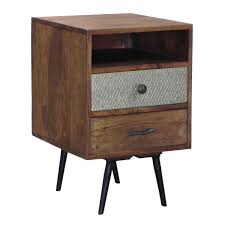 table de chevet bout de canape 2 tiroirs patchwork et 1 niche en bois exotique 40x40x60cm patchouli niche en bois bout de canape table de chevet