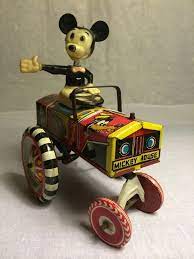 1940 50s Antique Marx Tin Floor Toy Mickey Mouse Dipsy Car Vintage Toys Old Toys Metal Toys