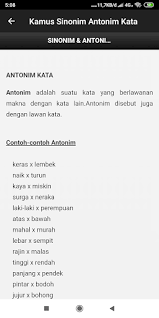 Sinonim adalah suatu kata yang memiliki bentuk yang berbeda namun memiliki arti atau pengertian yang sama atau mirip. Download Kamus Sinonim Dan Antonim Kata Offline Free For Android Kamus Sinonim Dan Antonim Kata Offline Apk Download Steprimo Com