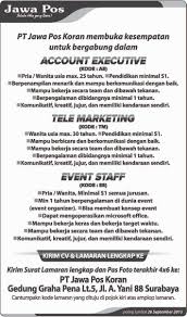 Apabila kamu dimintai uang sewaktu mendaftar atau wawancara, segera laporkan postingan ini. Lowongan Kerja Terbaru Lowongan Kerja Event Organizer Surabaya