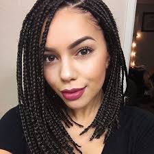 Medium blunt box braids bob hairstyle for natural hair. Medium Short Bob Box Braids Jelitaf