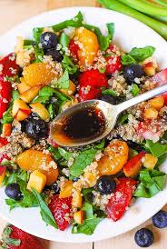 This quinoa and roasted vegetable salad is an excellent side for chicken or steak, or skip the meat entirely and you've got a delicious vegetarian main dish. Quinoa Salad With Spinach Strawberries And Blueberries Julia S Album