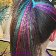 Get ready to impress your kids with these fun styles. Turquoise Pink And Purple Hair Hair Streaks Hair Dye For Kids Kids Hair Color