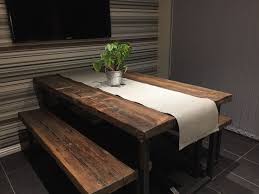 Dark oak dining table and bench set. Industrial Style Dining Table And Bench Set Off 73