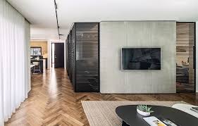 In homes where kitchens open up into the living room partition ideas #6: Glass And Aluminum Partitions Fashion Dynamic Home In Ramat Hasharon
