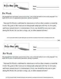 Education World Every Day Edit Pet Week Education World Editing Writing Prepositional Phrases