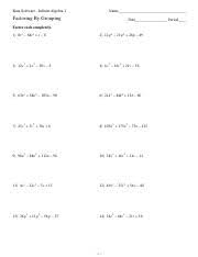 Factoring By Grouping Kuta Software Infinite Algebra 1 Name Factoring By Grouping Date Period Factor Each Completely 1 8r 3 64r 2 R 8 2 12 P 3 21 P 2 Course Hero