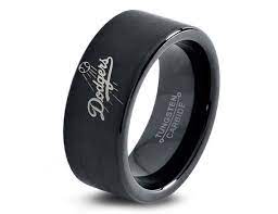 La Dodgers Ring Mens Fanatic Mlb Sports Baseball By Zealotdesigns Mens Wedding Bands Engraved Mens Wedding Bands Black Black Wedding Band