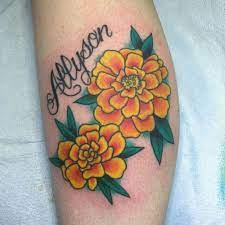 I Want Something Like Or Similar To This For My Dad S Memorial Tattoo His Favorite Flower Was Marigolds They Are Stron Tattoos Flower Tattoos Marigold Tattoo