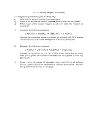 Hence, cheese is the limiting ingredient/reagent and bread is in excess. Limiting Reagent Worksheet