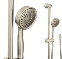 Moen Brushed Nickel High Single Function Pressure Handheld Showerhead with  69-Inch-Long Hose and 24-Inch Slide Bar, 3668EPBN
