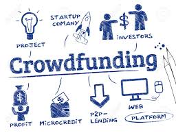 crowdfunding concept chart with keywords and icons