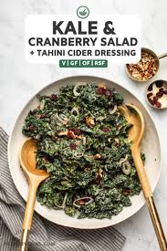 Kale Cranberry Salad With Tahini Cider Dressing From My Bowl Recipe Vegan Lunch Recipes Whole Food Recipes Delicious Vegan Recipes