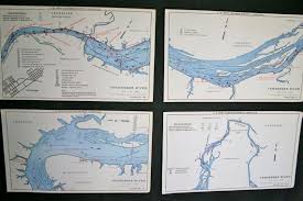 4 vintage tennessee river navigation charts for the home