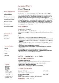 Plant Manager Resume Production Job Description Cv Example Sample Workshops Career