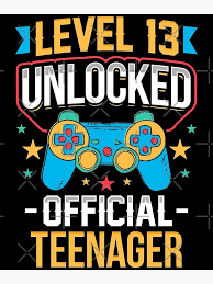 Great birthday gift under 10$. Level 13 Unlocked Official Teenager 13th Birthday Greeting Card By Teeshirtrepub In 2021 Birthday Greeting Cards Birthday Greetings 13th Birthday
