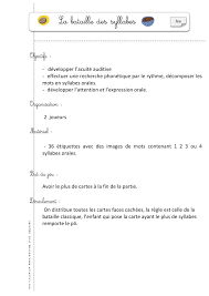 Jeux De Phonologie Bout De Gomme Syllabes Lecture En Maternelle Lecture