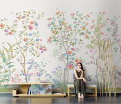 Wallpaper With Birds And Flowers For Walls Chinoiserie Mural Wallpaper Repeat Home Decor Wall Murals Etsy Chinoiserie Wallpaper Mural Wallpaper Wall Wallpaper