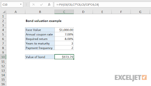 excel formula bond valuation example exceljet