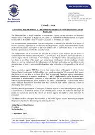 Provides local, international news, columnists and letters to editors. Malaysian Bar Press Release Threatening And Harassment Facebook