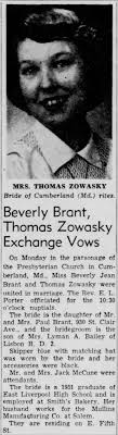 Wedding Announcement for Thomas Irwin Zowasky and Beverly Jean Brant