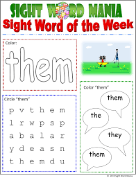 Sight Word Printable Them Sight Word Fun Dolch Sight Word Activities Sight Words