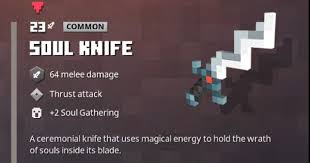Each minecraft dungeons build will have a list of items needed and a small bit of info about how it … Soul Knife Minecraft Dungeons Gamewith