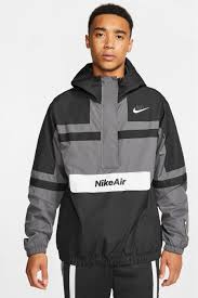 Black And Grey Nike Jacket Mens Nike Air Woven Jacket Grey In 2020 Nike Air Jacket Woven Jacket Mens Nike Air