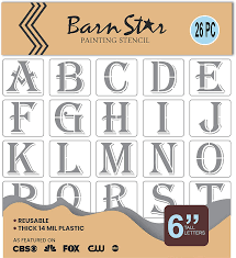 These reusable stencils are constructed of durable plastic and great for both indoor and outdoor use . Amazon Com Barn Star Old English Letter Stencils 6 Inch Tall Full Alphabet 14 Mil Reusable Plastic Stencils Tools Home Improvement