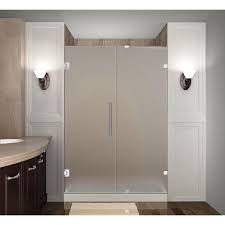 Charlestion solid core white wood modern barn door with sliding door hardware kit. Aston Nautis 47 In X 72 In Completely Frameless Hinged Shower Door With Frosted Glass In Chrome Sdr985f Ch 47 10 The Home Depot