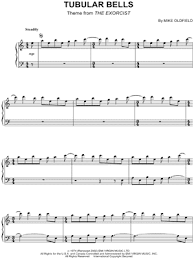 Mike Oldfield Tubular Bells Theme From The Exorcist Sheet Music Piano Solo In A Minor Transposable Download Print Sheet Music Mike Oldfield Piano Music