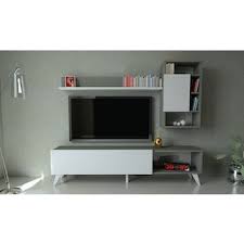 Nuovo Tv Unitesi Mdf Koyu Gri Lake Beyaz Duvar Modulu Vitrin Tv Unitesi Tv Mobilya