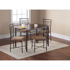 Wood And Metal Dining Set 5 Piece Deep Walnut Brown Mainstays Metal Dining Set Metal Dining Room Table Dining Furniture Sets