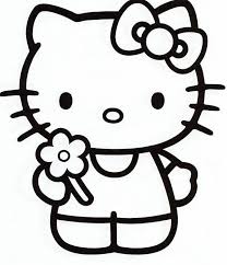 Le dessin représente hello kitty tenant un coeur dans ses mains. Coloriage Hello Kitty Offre Une Fleur Dessin Gratuit A Imprimer