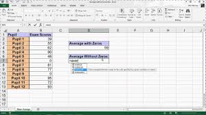 Calculate Average Excluding Zeros Excel Youtube
