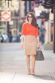 Yes, we know you don't need another outer outfit like a blazer or a coat to wear this fall/ winter. What To Wear To Work Layering Camel Skirt Olivia Jeanette