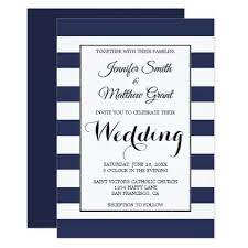 Navy Blue And White Stripes Wedding Invitation Zazzle Com White Stripes Wedding Striped Wedding Wedding Invitations