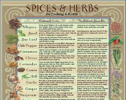 Laminated Healing Herbs Spices Kitchen Charts Spice Rubs